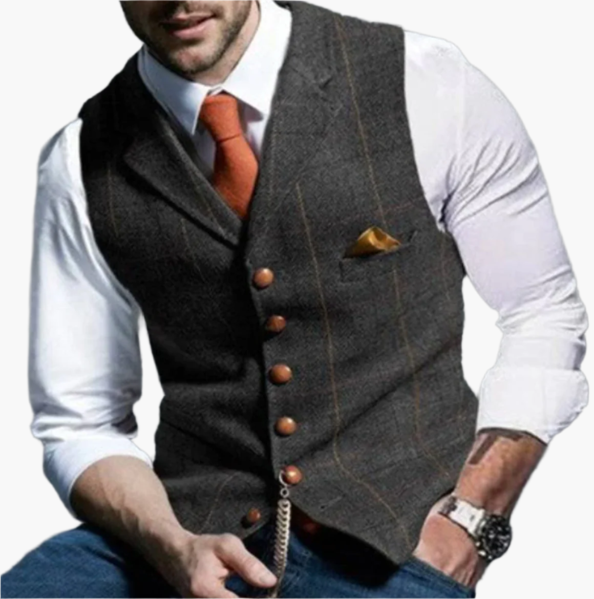 Men's Vintage Business Casual Waistcoat – Classic Slim Fit Vest for Office, Weddings & Leisure