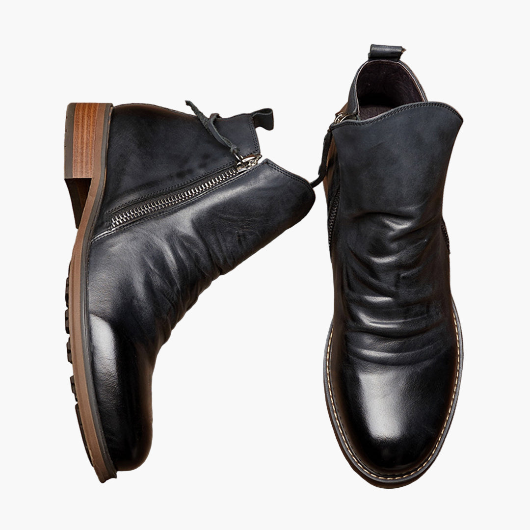 Men's Classic Ankle Boots with Side Zipper - Versatile Everyday Style