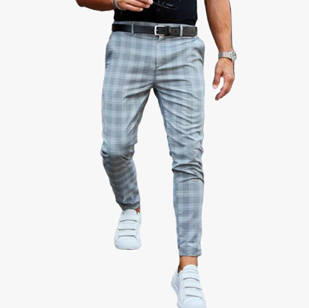 Men's Slim Fit Plaid Chino Pants – Modern Business Casual Style