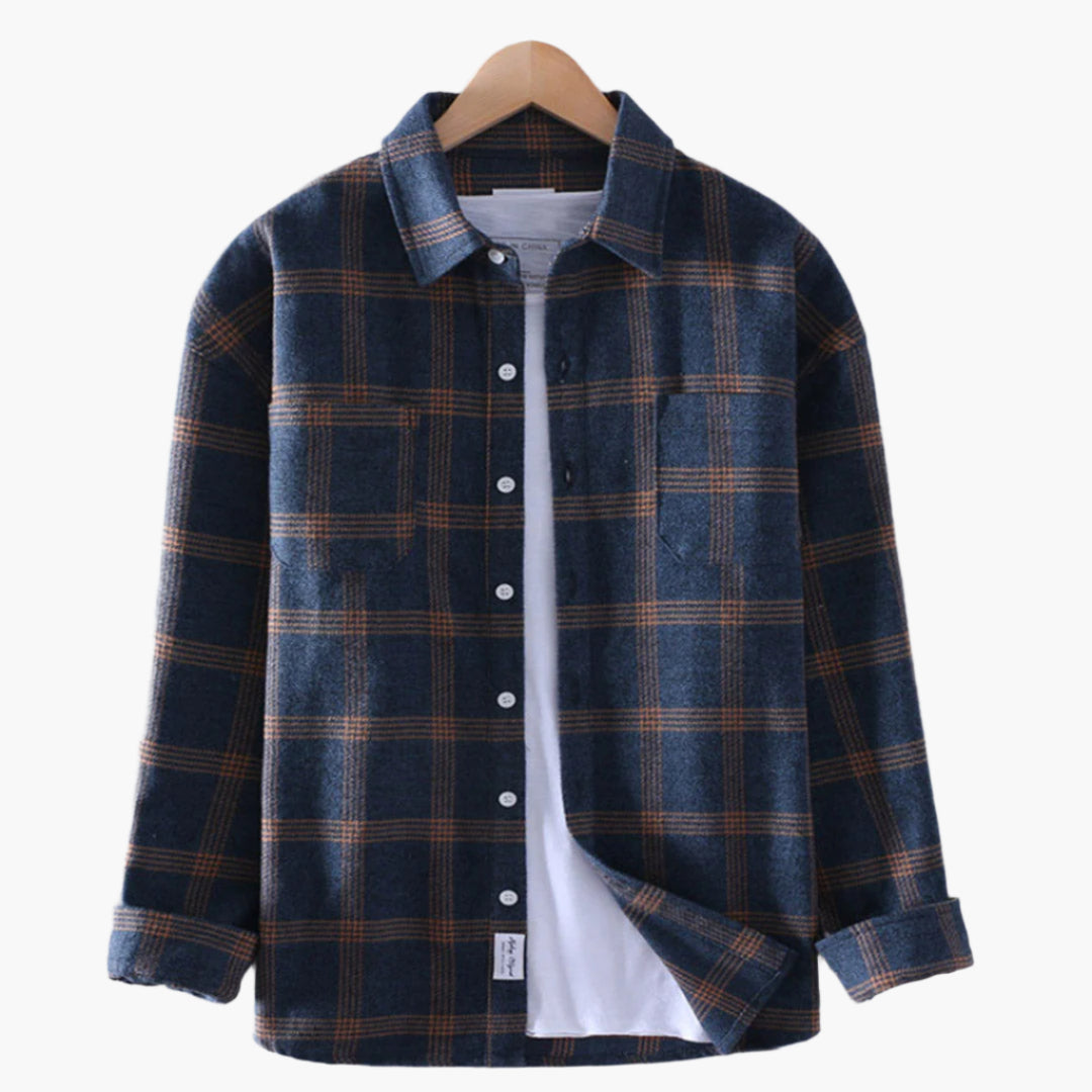 Men's Casual Plaid Button-Down Shirt - Relaxed Outdoor & Everyday Style
