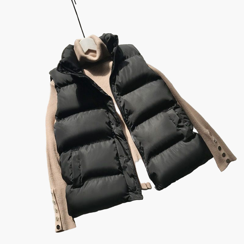 Women's Puffer Vest Casual Outdoor Quilted Gilet with High Collar