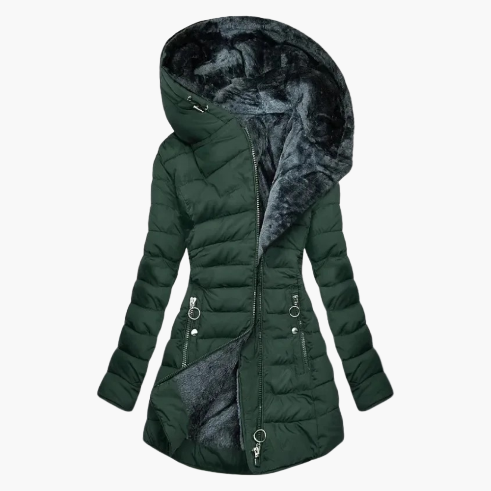 Women's Quilted Hooded Winter Coat Plush Lined Fashion Parka