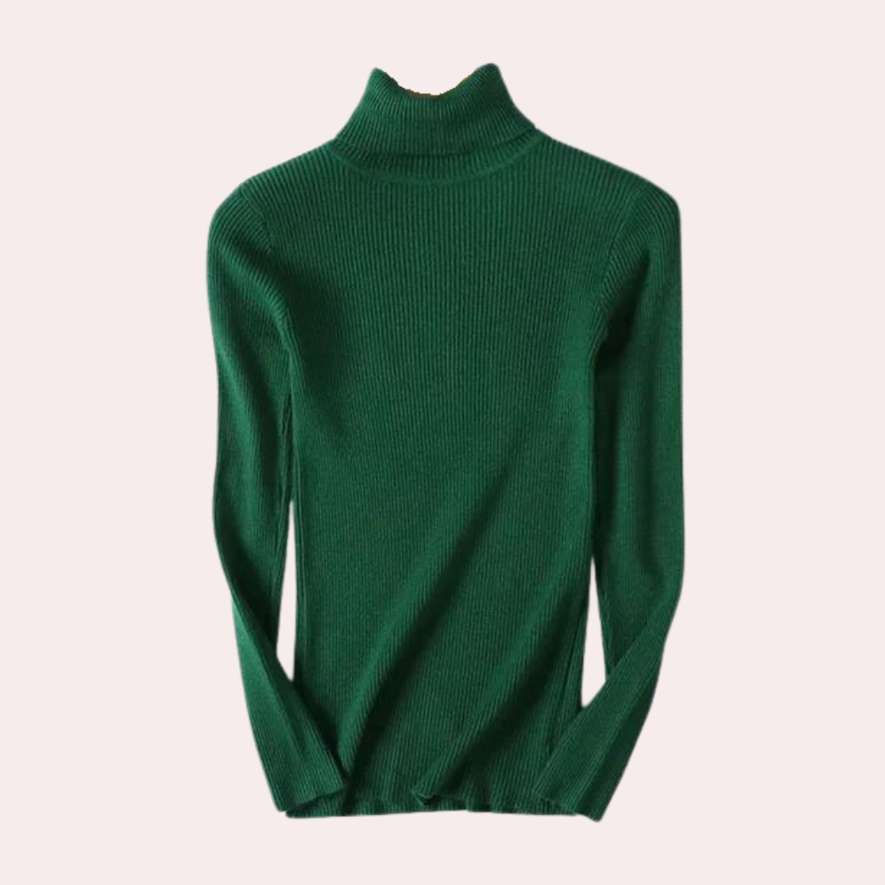 Women's Ribbed Slim Fit Turtleneck Sweater - Elegant Long Sleeve Pullover for Everyday Style