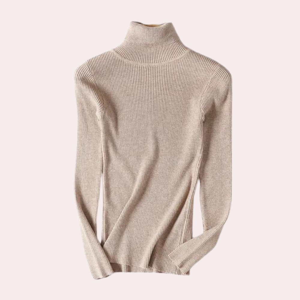 Women's Ribbed Slim Fit Turtleneck Sweater - Elegant Long Sleeve Pullover for Everyday Style