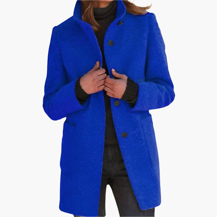 Women's Elegant Stand Collar Coat – Classic Straight Fit, Versatile Everyday Outerwear
