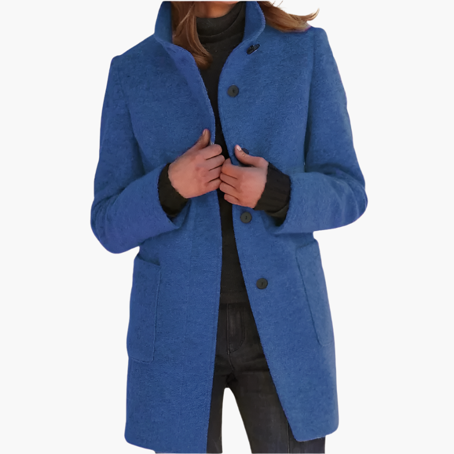 Women's Elegant Stand Collar Coat – Classic Straight Fit, Versatile Everyday Outerwear