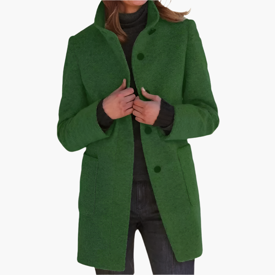 Women's Elegant Stand Collar Coat – Classic Straight Fit, Versatile Everyday Outerwear