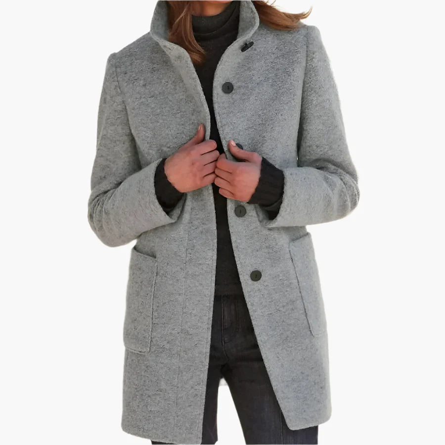 Women's Elegant Stand Collar Coat – Classic Straight Fit, Versatile Everyday Outerwear