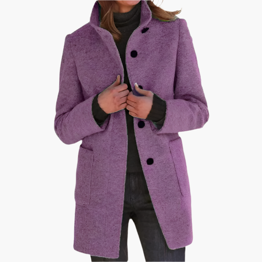 Women's Elegant Stand Collar Coat – Classic Straight Fit, Versatile Everyday Outerwear