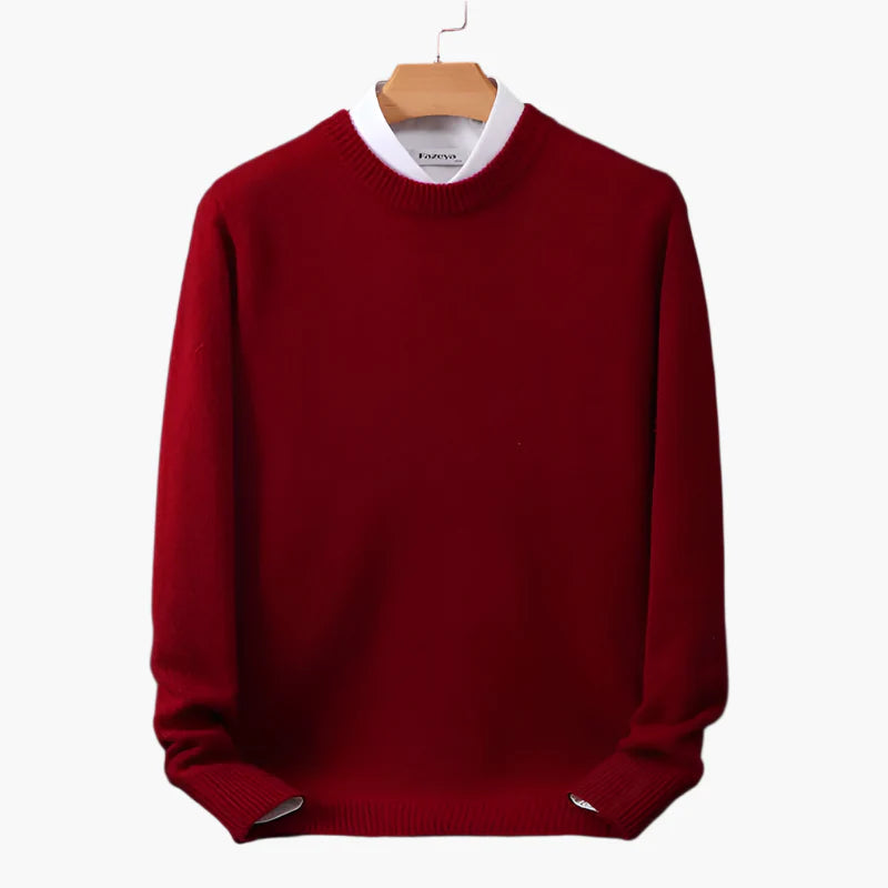 Men's Classic Business Pullover with Faux Shirt Collar – Elegant Sweater for Office & Casual