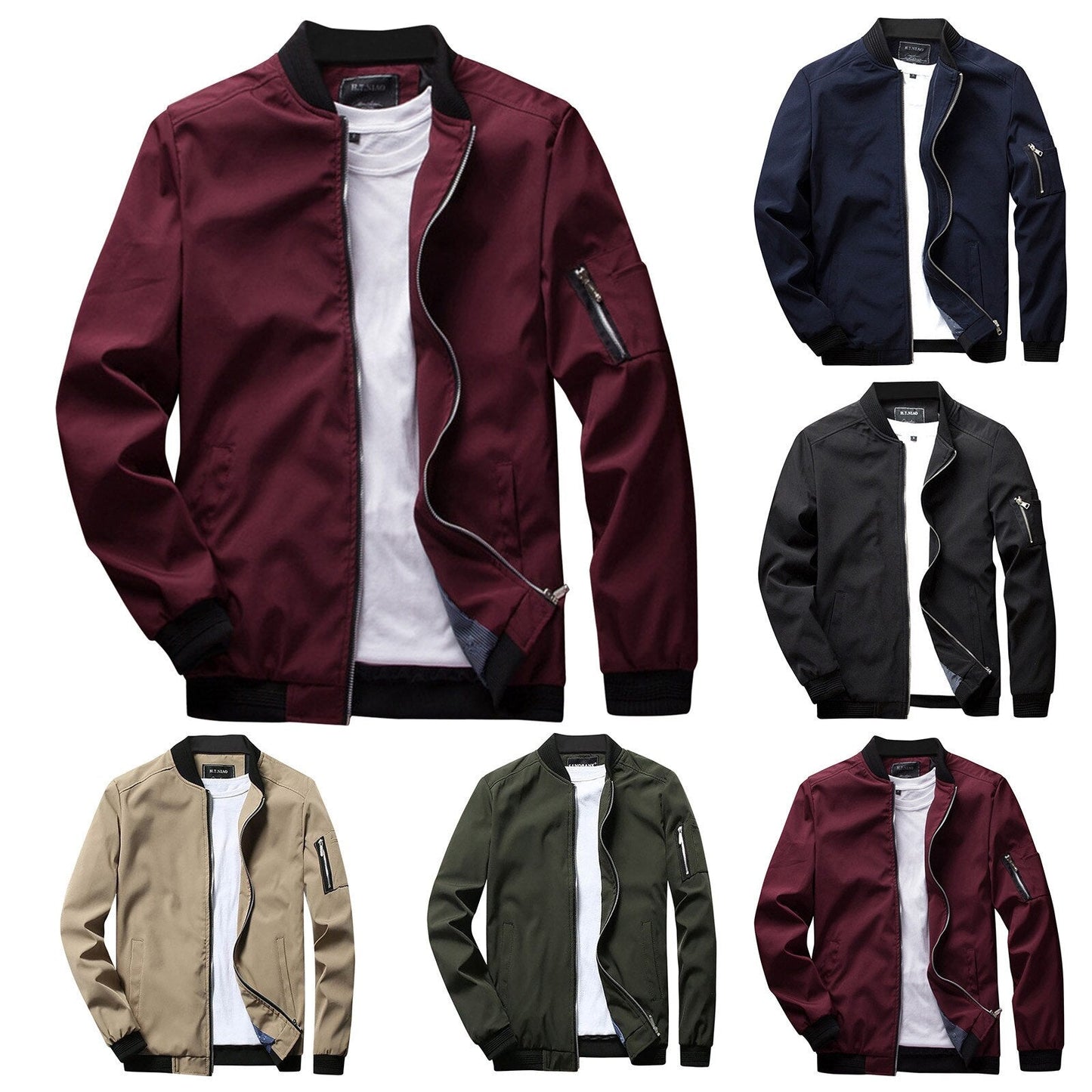 Men's Casual Bomber Jacket Lightweight Windbreaker Street Style