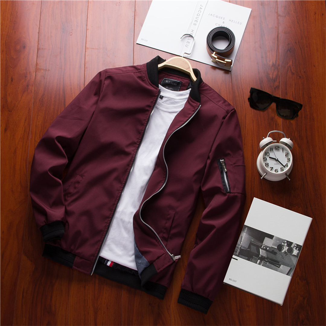 Men's Casual Bomber Jacket Lightweight Windbreaker Street Style
