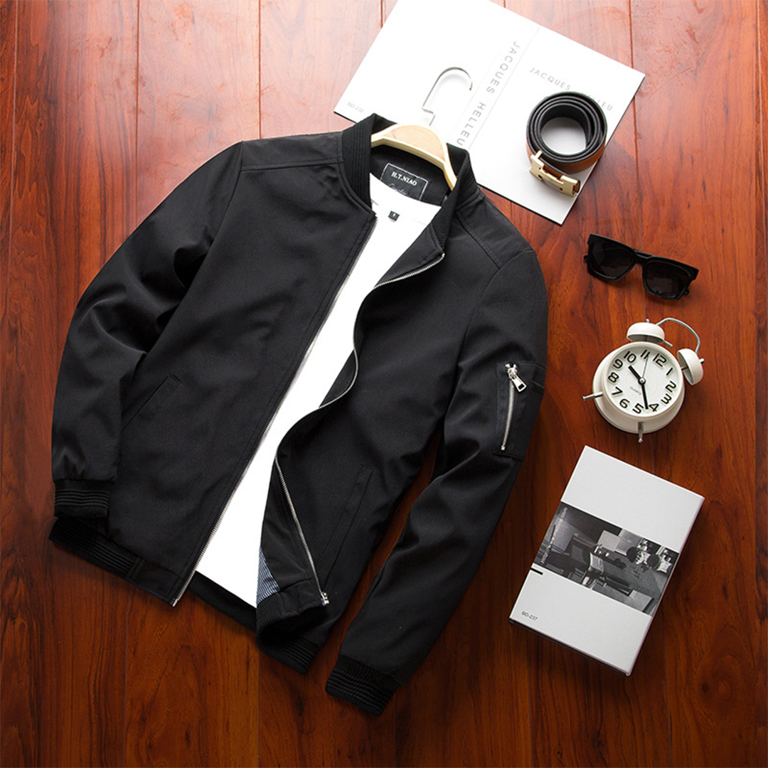 Men's Casual Bomber Jacket Lightweight Windbreaker Street Style