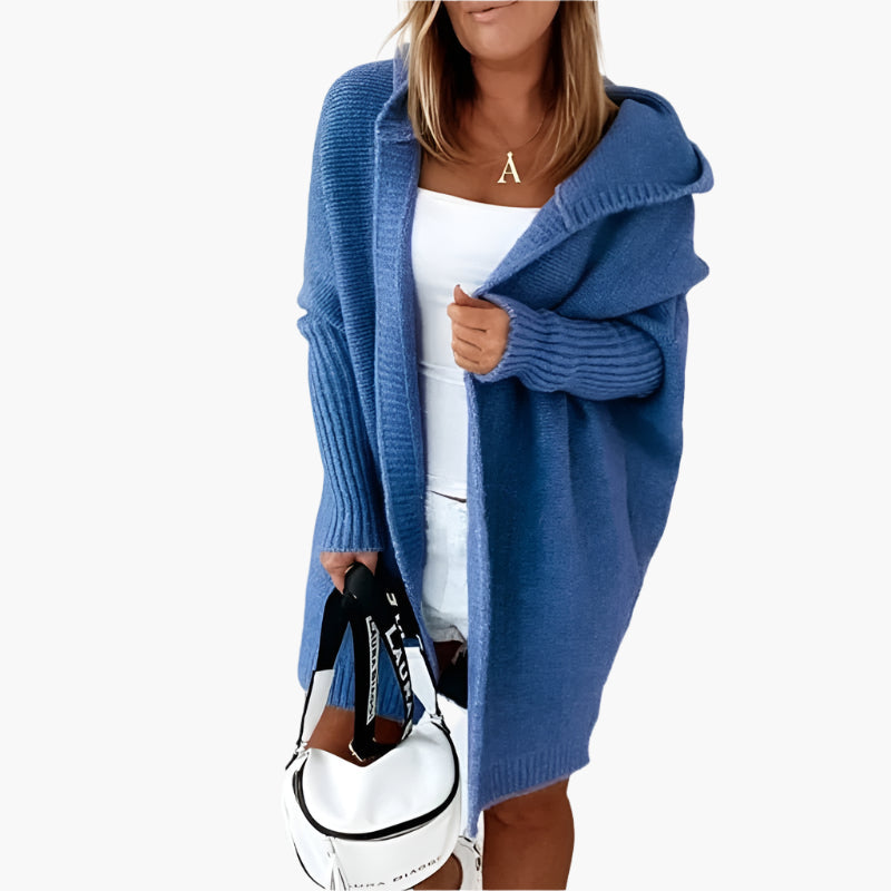 Women's Hooded Open Front Knit Cardigan Casual Oversized Sweater