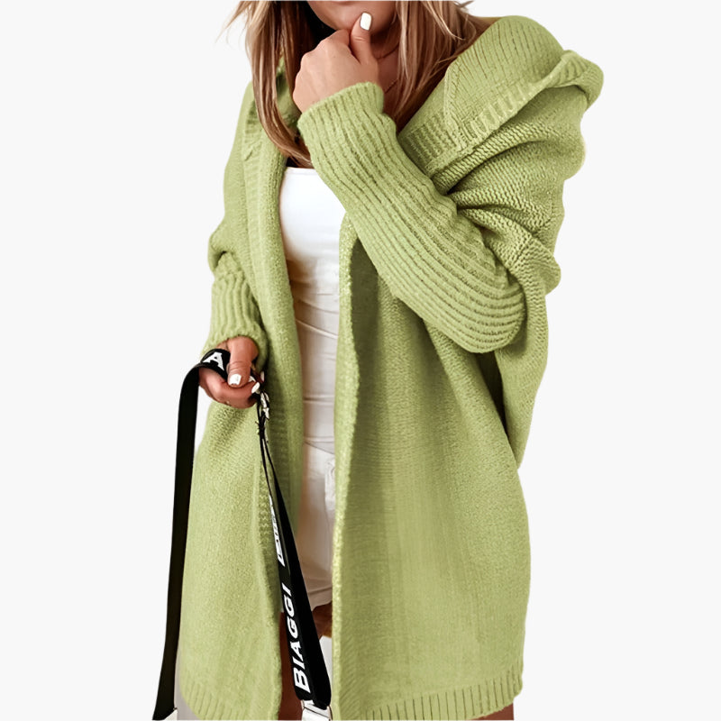 Women's Hooded Open Front Knit Cardigan Casual Oversized Sweater