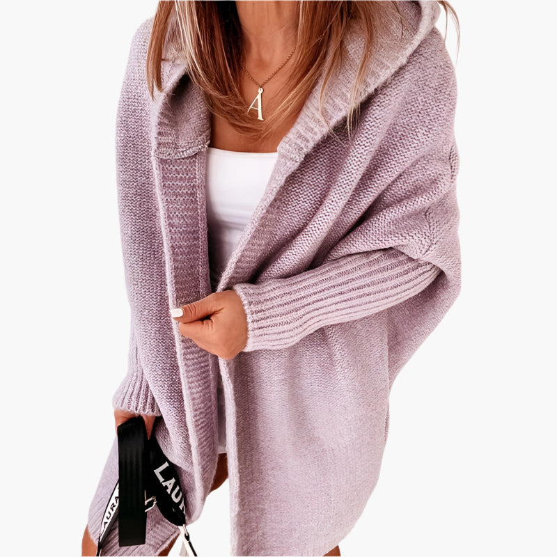 Women's Hooded Open Front Knit Cardigan Casual Oversized Sweater