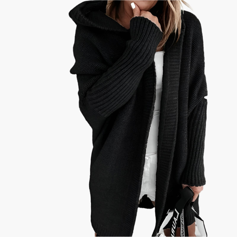 Women's Hooded Open Front Knit Cardigan Casual Oversized Sweater