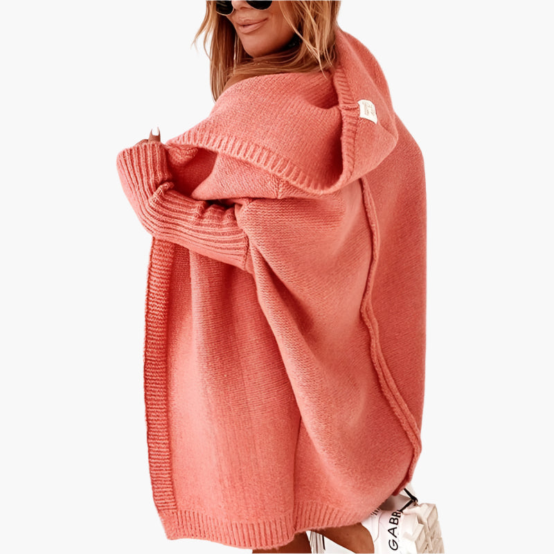 Women's Hooded Open Front Knit Cardigan Casual Oversized Sweater