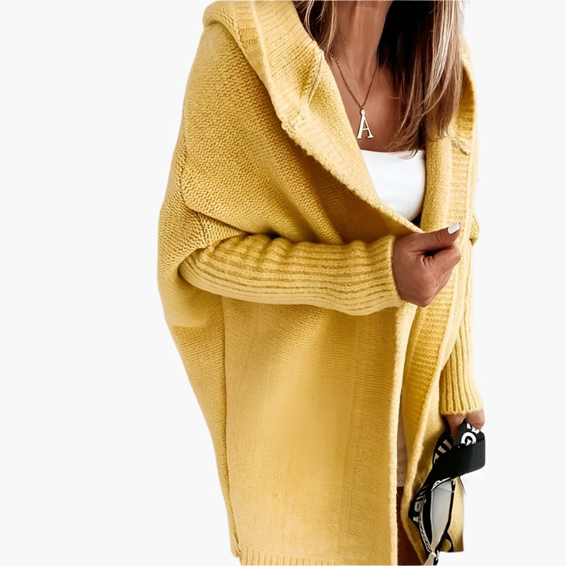 Women's Hooded Open Front Knit Cardigan Casual Oversized Sweater