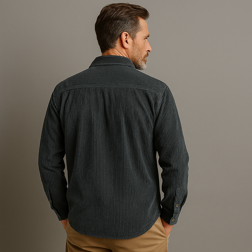 Men's Casual Corduroy Shirt Long Sleeve Button Up Versatile Style