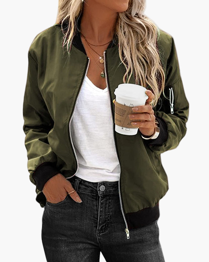 Women's Casual Bomber Jacket – Classic Urban Street Style, Versatile Everyday Outerwear
