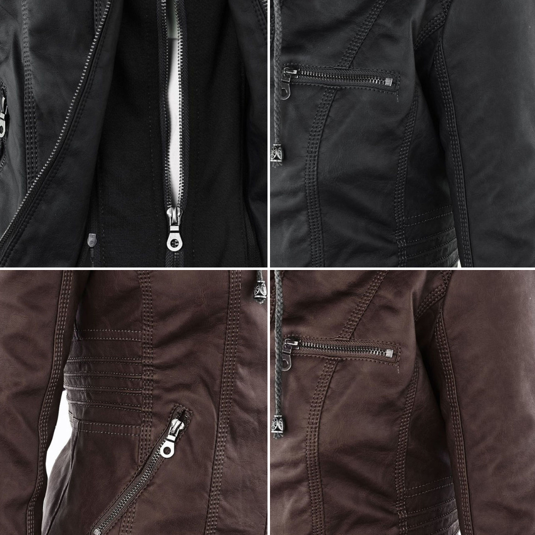 Women's Hooded Biker Jacket Urban Style with Zipper – Fashionable Transitional Outerwear