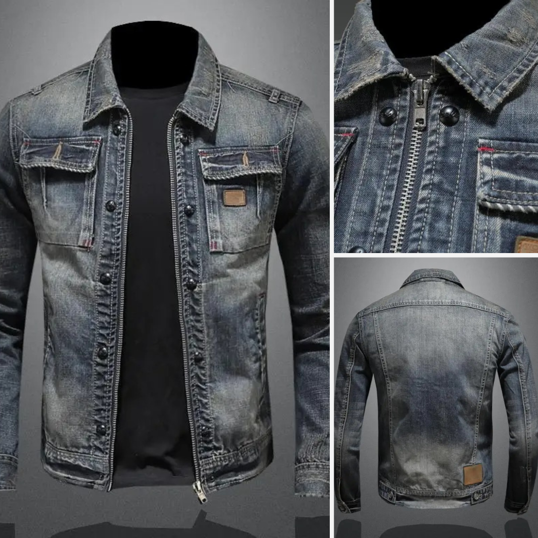 Men's Vintage Style Classic Denim Jacket – Casual Streetwear Essential