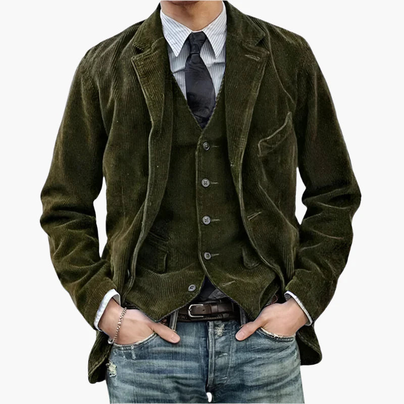 Men's Vintage Casual Blazer Three-Piece Suit for Business and Everyday Style