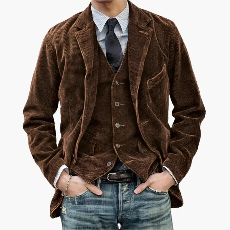 Men's Vintage Casual Blazer Three-Piece Suit for Business and Everyday Style