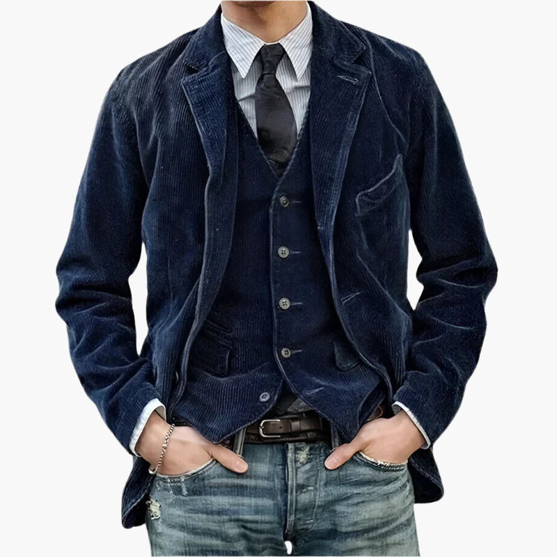 Men's Vintage Casual Blazer Three-Piece Suit for Business and Everyday Style