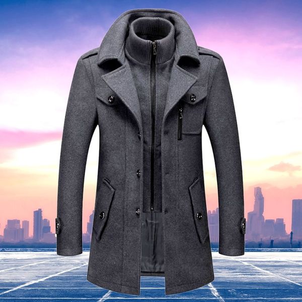 Men's Double-Layer Winter Coat – Elegant Slim Fit Overcoat for Business and Everyday Wear