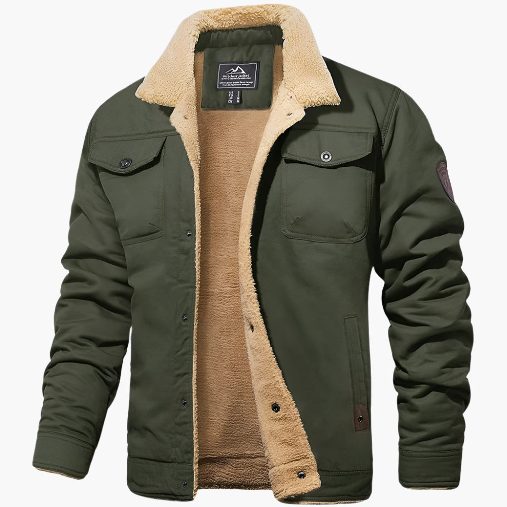Men's Vintage Winter Bomber Jacket with Sherpa Lining – Classic Style for Cold Weather