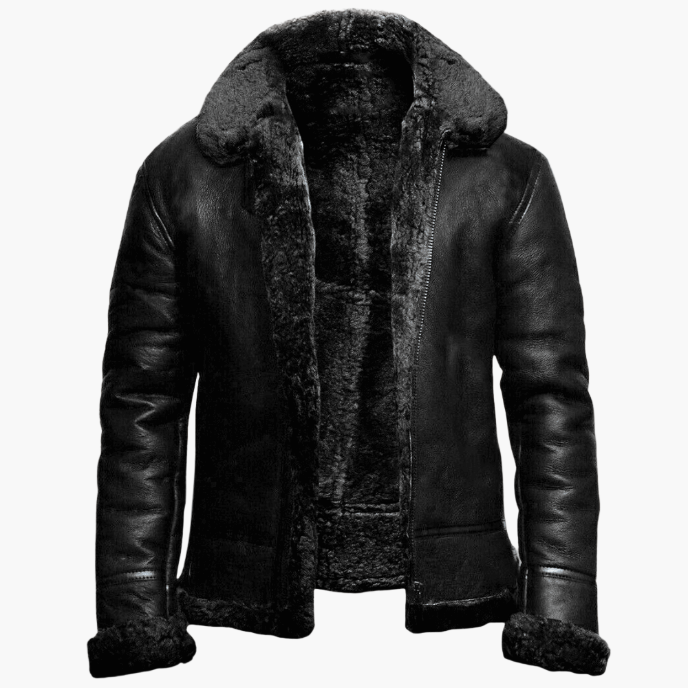 Men's Winter Aviator Jacket with Faux Fur Lining – Classic Warm Bomber Style for Cold Weather
