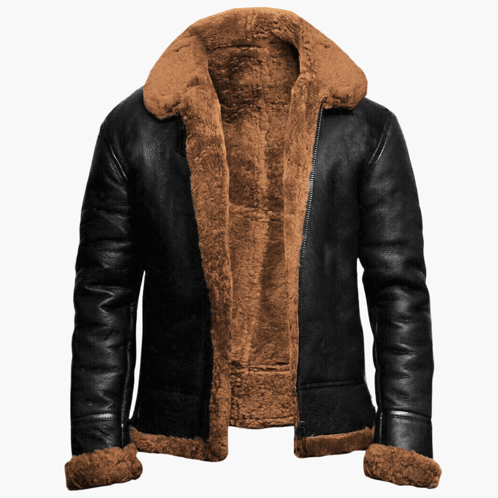 Men's Winter Aviator Jacket with Faux Fur Lining – Classic Warm Bomber Style for Cold Weather