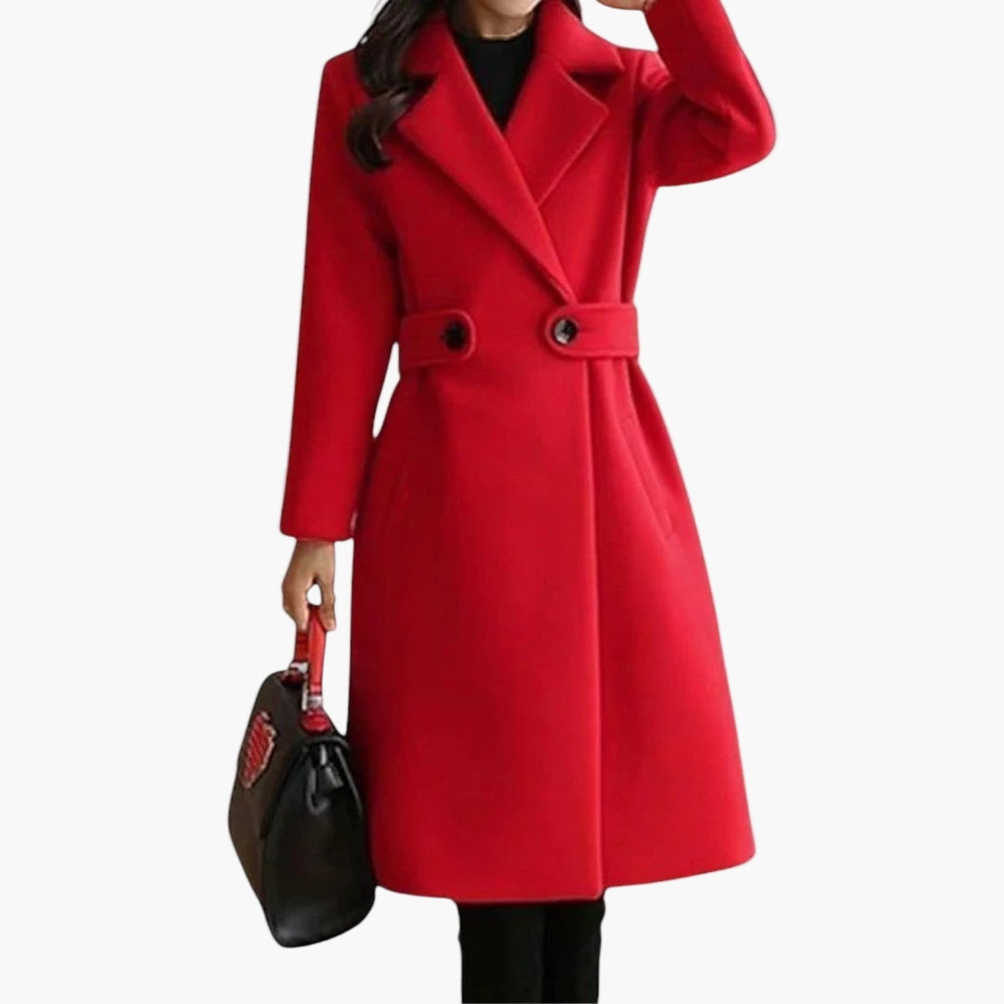 Women's Elegant Long Winter Coat with Belt – Classic Office & Casual Style Outerwear