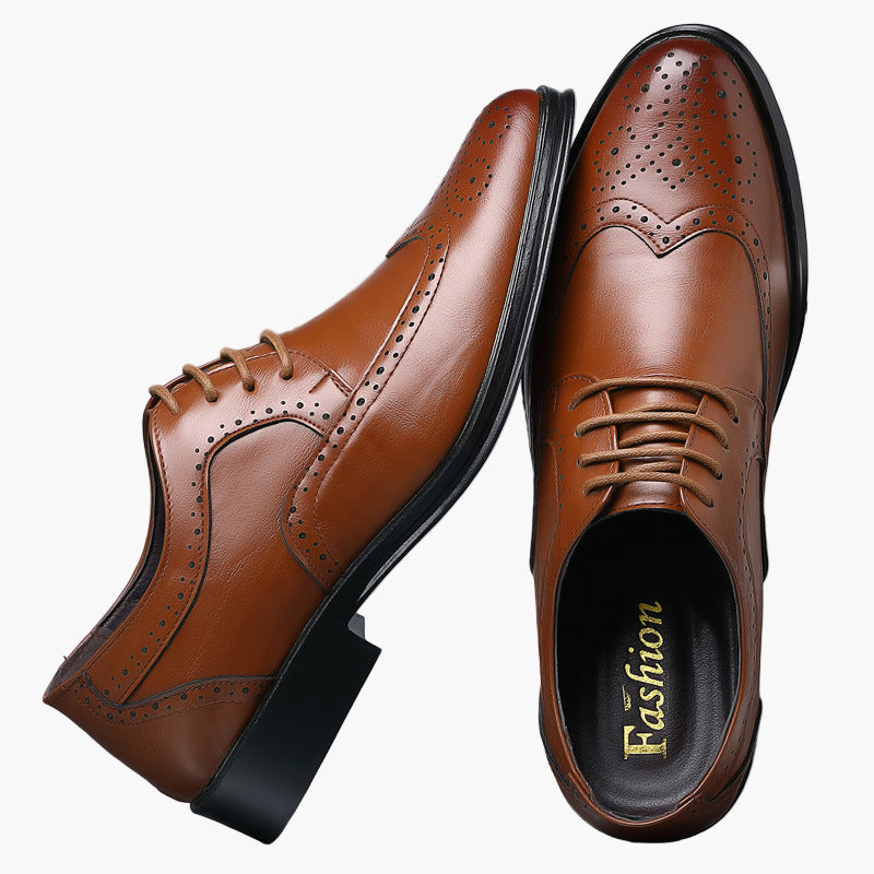 Men's Classic Oxford Dress Shoes with Brogue Detailing for Formal and Business Wear