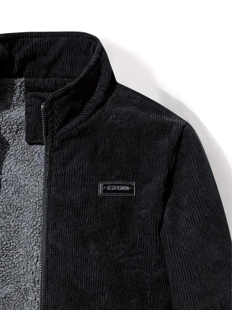 Men's Classic Stand Collar Corduroy Winter Jacket with Warm Lining - Urban Casual Style