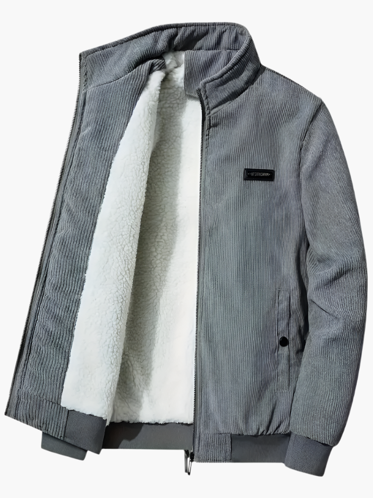 Men's Classic Stand Collar Corduroy Winter Jacket with Warm Lining - Urban Casual Style
