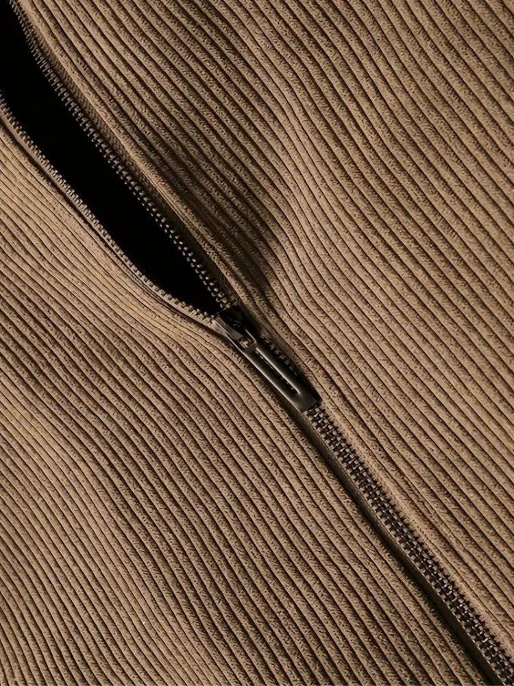 Men's Classic Stand Collar Corduroy Winter Jacket with Warm Lining - Urban Casual Style