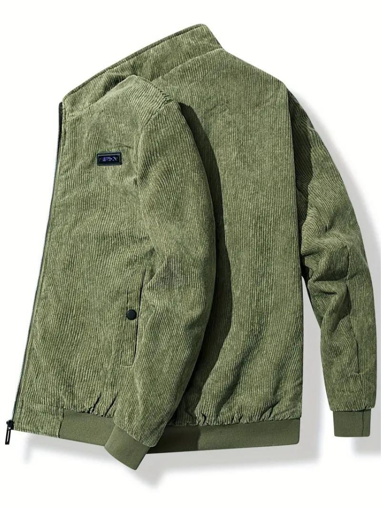 Men's Classic Stand Collar Corduroy Winter Jacket with Warm Lining - Urban Casual Style