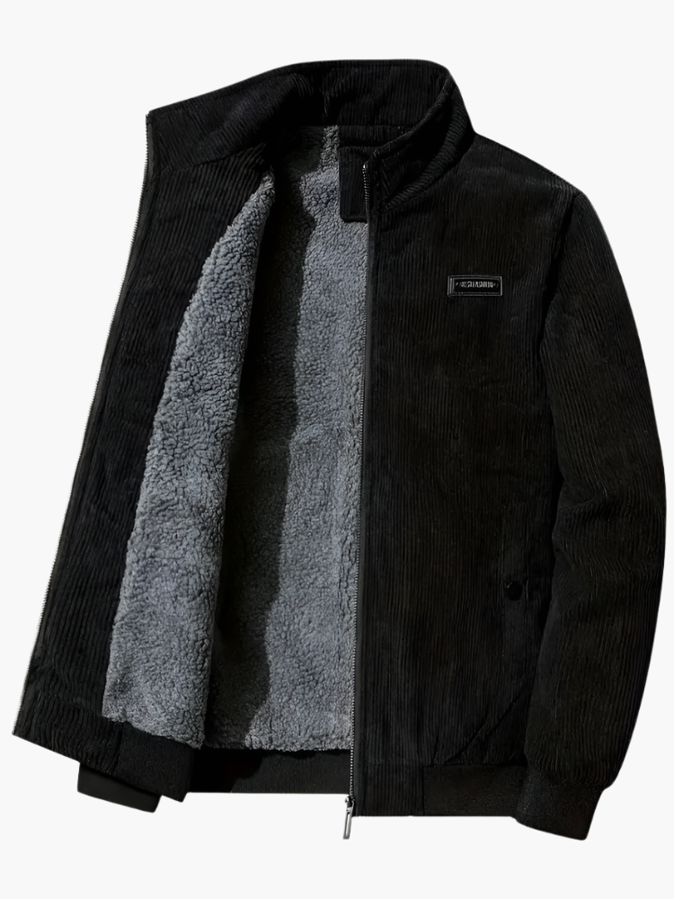Men's Classic Stand Collar Corduroy Winter Jacket with Warm Lining - Urban Casual Style
