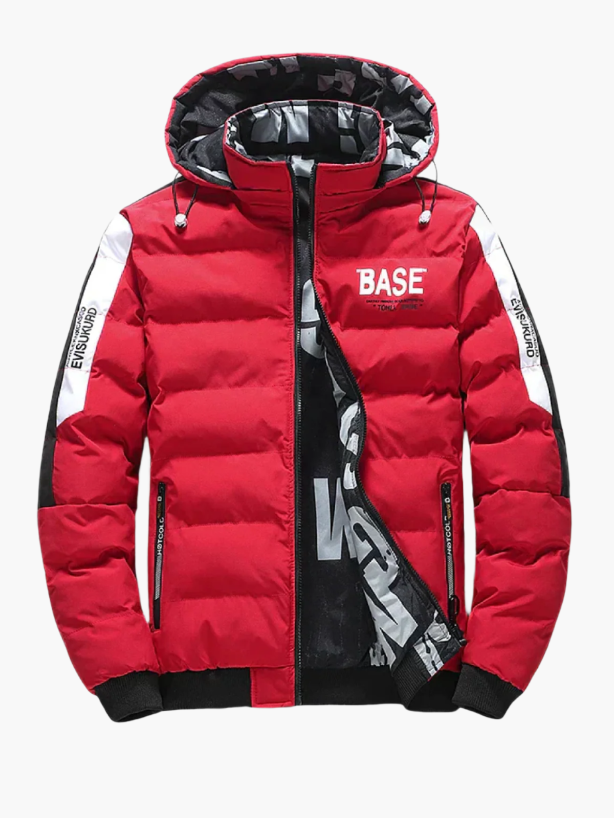 Men's Streetwear Puffer Jacket BASE Hooded Winter Coat