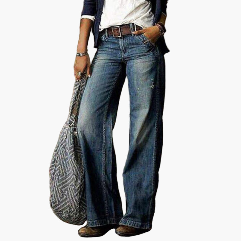 Women's High Waist Wide Leg Vintage Jeans - Trendy Everyday Flare Pants