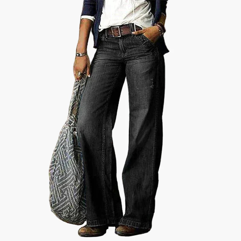 Women's High Waist Wide Leg Vintage Jeans - Trendy Everyday Flare Pants