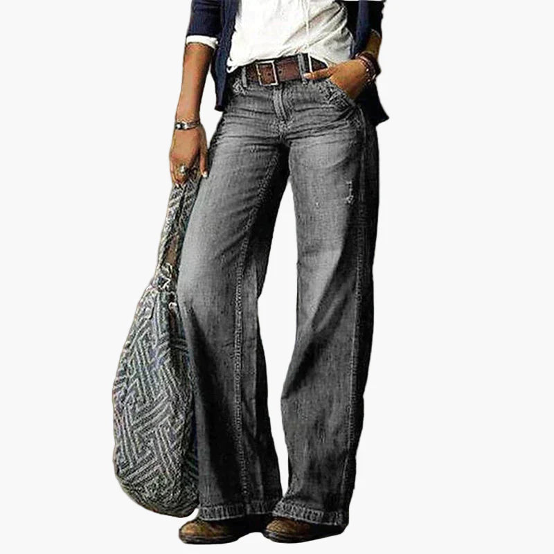 Women's High Waist Wide Leg Vintage Jeans - Trendy Everyday Flare Pants