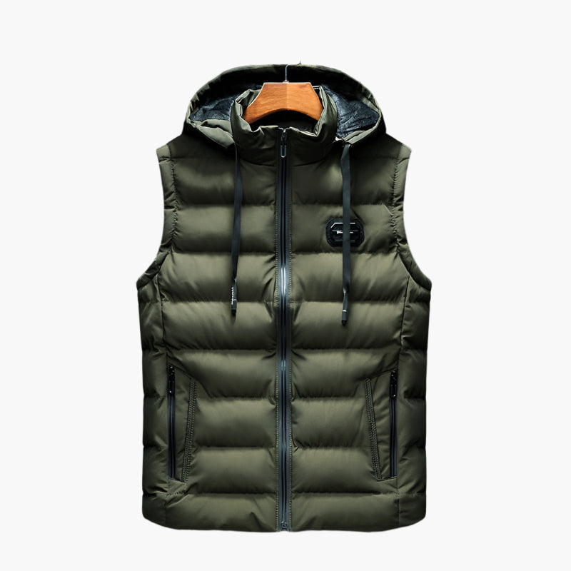 Men's Hooded Puffer Vest for Outdoor and Everyday Wear