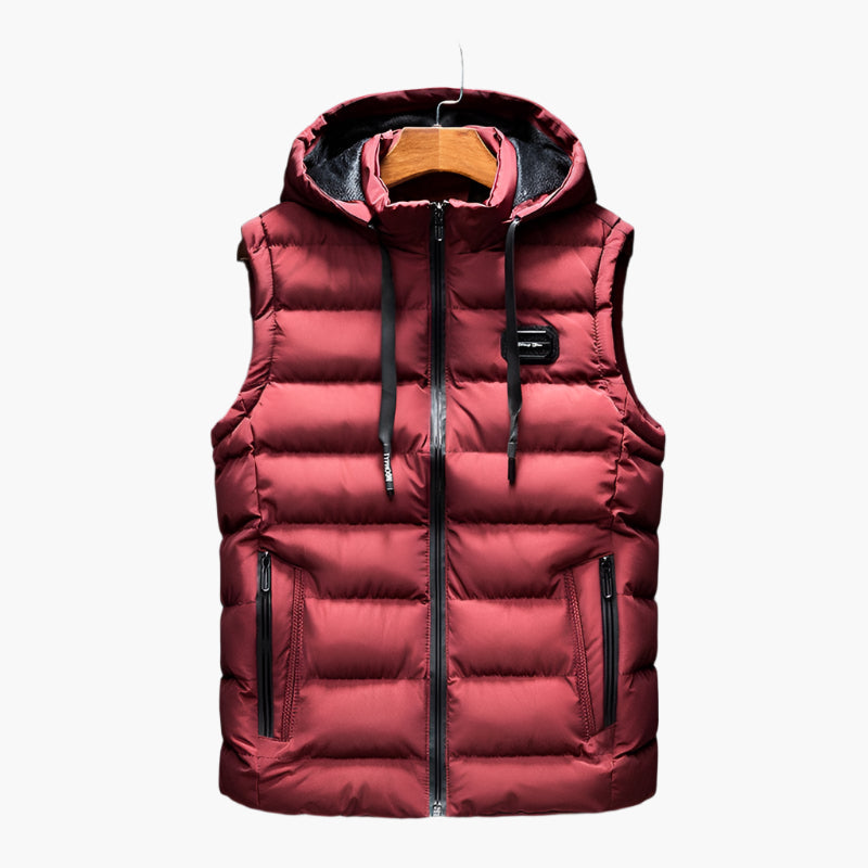 Men's Hooded Puffer Vest for Outdoor and Everyday Wear