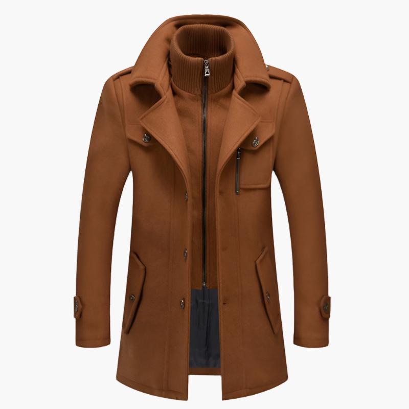 Men's Modern Slim Fit Winter Overcoat with Stand Collar – Business & Casual Style