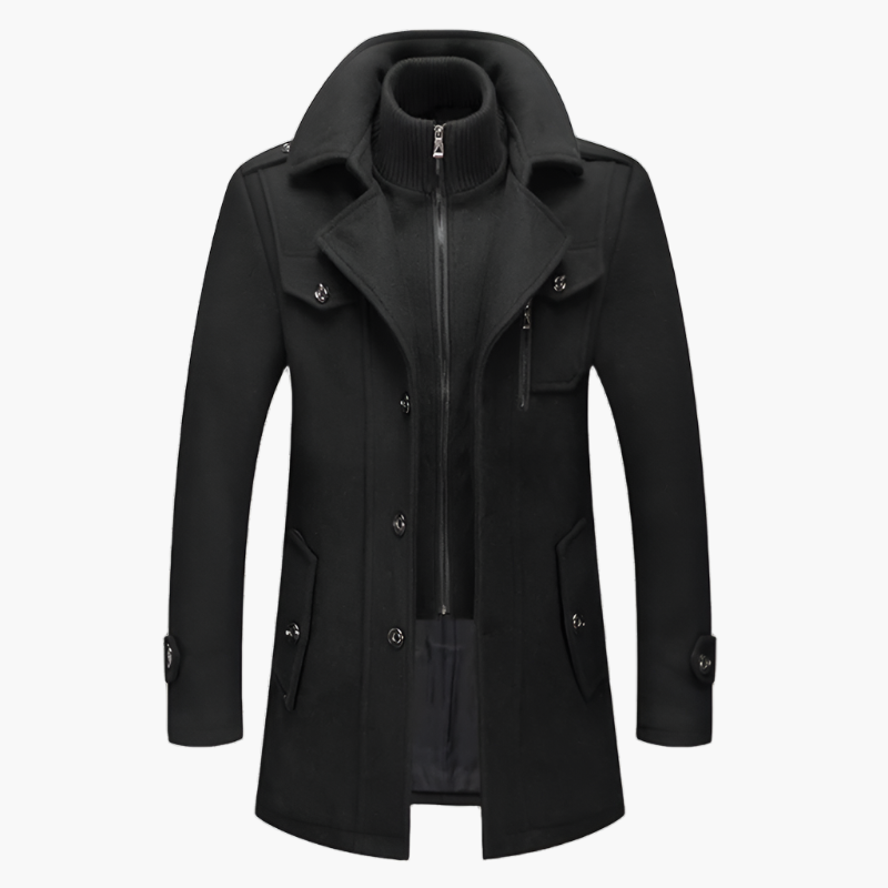 Men's Modern Slim Fit Winter Overcoat with Stand Collar – Business & Casual Style