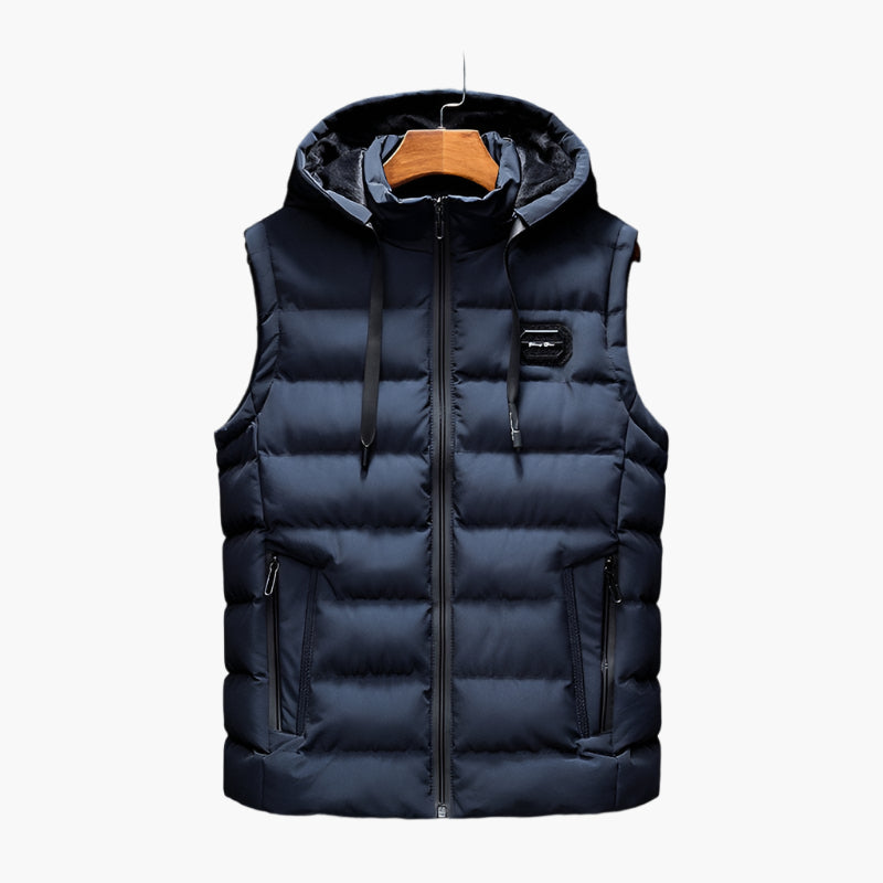 Men's Hooded Puffer Vest for Outdoor and Everyday Wear